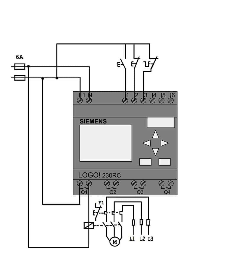 Esquema de conexión de un PLC LOGO